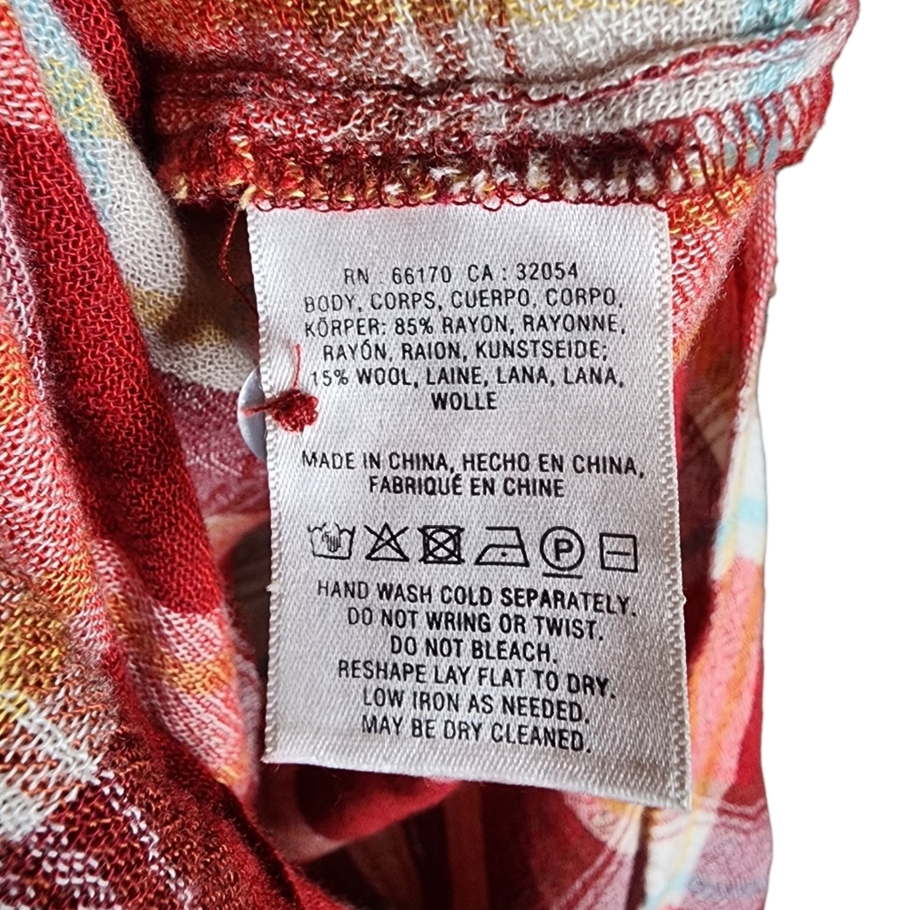 Anthropologie Akemi + Kin Lucie RedPlaid Long boho Tunic Top Blouse, Size XS - Picture 8 of 10